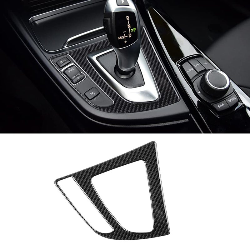 BLAKAYA Compatible with Carbon Fiber Center Control Gear Shift Panel Cover Trim for BMW 3 Series 3GT F30 F34 2013 2014 2015 2016 2017 2018 2019(Black - Image 1